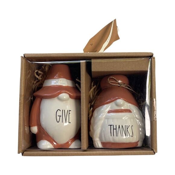 Rae Dunn Artisan Collection from Magenta Thanksgiving Gnomes (Give/Thanks) NWT - Picture 3 of 7